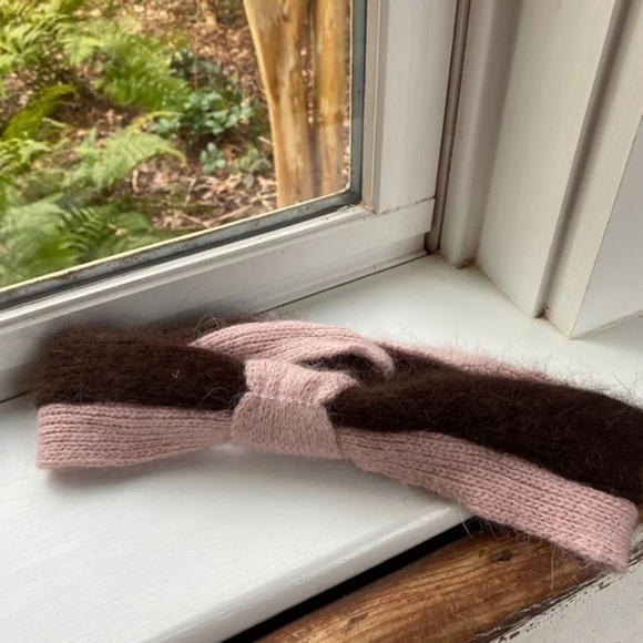 Anthropologie Pink Brown Twist Fuzzy Headband - Picture 4 of 9